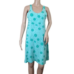 IOU Blue Floral Women's Dress Woman's Sleeveless Cotton Spandex Blend